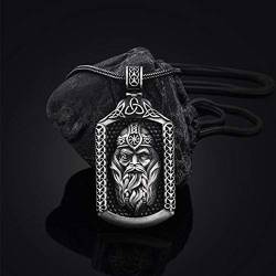 YCYR Wikinger Odin Amulett Halskette, Nordische Mythologie Mjölnir Runenschild Anhänger Schmuck mit Herren Vintage 24 Zoll Edelstahl Fuchsschwanz Kette von YCYR