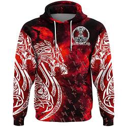 YCYR Wikinger Thors Hammer Schlange Tattoo Hoodie, Nordische Mythologie 3D Gedruckt Unisex Harajuku Streetwear Casual Langarm Pullover Sweatshirt,Hoodie,2XL von YCYR