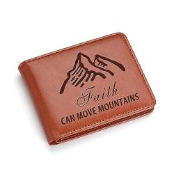 YDJFCCTD Faith Can Move Mountains Inspirierende Brieftasche, großes Geldfach, christliches Geschenk für Männer, gravierte Informationsmappe, Faith Mountains2 von YDJFCCTD
