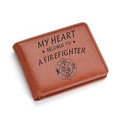 YDJFCCTD Faltbare Geldbörse für Herren, 2 Ausweise, transparente Fenster – Feuerwehrleute schätzen das Geschenk, Feuerwehrmann, Minimalismus von YDJFCCTD