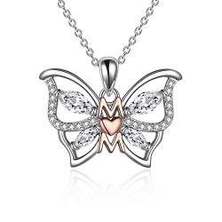 Geschenke für Mama Sterling Silber Schmetterling Schmucksachen Mom Halskette Geschenke Für Frauen Geburtstag für Mutter von Tochter Sohn ，Weihnachtsgeschenke von YDN-1