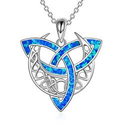 Keltische Halskette Sterling Silber Mond Anhänger erstellt Opal Irish Celtic Knoten Schmuck Geschenke für Frauen Teenager Geburtstag ，Weihnachtsgeschenke von YDN-1