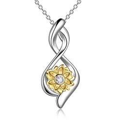 Sonnenblume Halskette Sterling Silber Sonnenblume Halskette Infinity Sonnenblumen schmuck für Frauen Teenager Geburtstag von YDN-1
