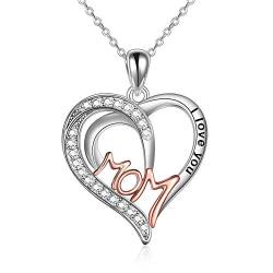 YDN-1 Geschenke für Mama 925 Sterling Silber Herz Halskette Ich liebe dich Mama Schmuck für Frauen Geburtstagsgeschenke für Mama von Tochter Sohn von YDN-1