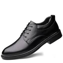 Formelle Oxford-Schuhe for Herren, mit Schnürung, runder Zehenpartie, einfarbig, Derby-Schuhe aus Leder, rutschfester Blockabsatz, rutschfest, niedriger Schaft, rutschfest, Business(Size:44.5 EU) von YDNH