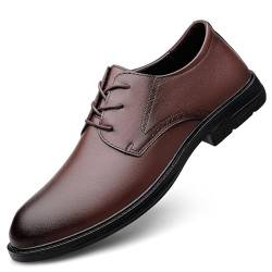 YDNH Elegante Oxford-Schuhe for Herren, for Schnüren, runde Zehenpartie, brüniertes Leder, Derby-Schuhe, niedriger Schaft, rutschfest, klassisch(Color:Braun,Size:39 EU) von YDNH
