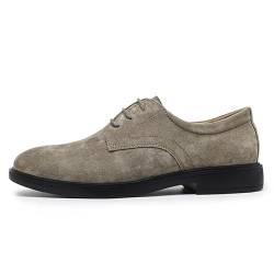 YDNH Formale Herren-Schuhe for Schnüren, runde Spitze, Wildleder, Derby-Schuhe, beständig, rutschfest, Low-Top-Hochzeit(Color:Khaki,Size:38 EU) von YDNH