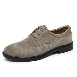YDNH Formelle Oxford-Schuhe for Herren, mit Schnürung, runde Zehenpartie, Wildleder-Derby-Schuhe mit Gummisohle, niedrige Oberseite, rutschfest, rutschfest, for Hochzeit(Color:Khaki,Size:43 EU) von YDNH