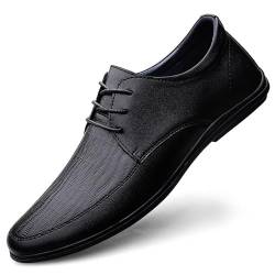 YDNH Formelle Oxford-Schuhe for Herren mit Schnürung, runde Zehenpartie, einfarbig, Derby-Schuhe mit Gummisohle, rutschfest, niedrige Oberseite(Color:Schwarz,Size:41 EU) von YDNH