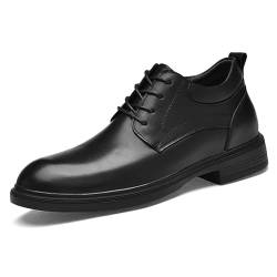 YDNH Formelle Schuhe, Oxford for Herren, for Schnüren, runde Zehenpartie, höhenverstellbarer Aufzug, 5,8 cm, Leder-Derby-Schuhe, rutschfest, niedriger Blockabsatz(Color:Schwarz,Size:37 EU) von YDNH