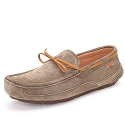 YDNH Herren-Loafer-Schuhe mit runder Spitze, PU-Leder, Mokassins, Bootsschuhe, bequem, rutschfest, flexibel, for Hochzeiten (Color : Khaki, Size : 44 EU) von YDNH