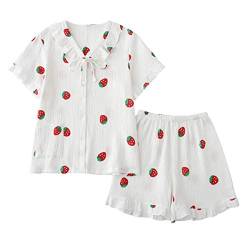 YDSH Damen Pyjama Set Top und Erdbeere Short Hose Zweiteiliger, Damen Schlafanzug von YDSH