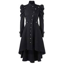 YEBIRAL 2019 Gotische Kleidung Damen Steampunk Schwalbenschwanz Langen Grabenmantel Mantel Edler Steampunk Uniform Kostüm Party Outwear Mantel Long Gothic Trenchcoat Mantel von YEBIRAL