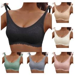 YEBIRAL BH Damen Ohne Bügel Push Up Minimizer BH Soft Gepolstert Spitze Bra Komfort Schlaf BH Stretch Bustier Vollschalen Nahtlos Yoga Sport BHS Klassische Bralette Unterwäsche Soft-BH von YEBIRAL