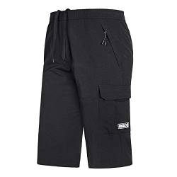 YEBIRAL Bermuda Shorts Herren Sport Shorts Freizeithose Schnelltrocknend Sporthose Cargo Capri Kurze Hose Lose Trainingshose viele Farben, auch Übergrößen bis 7XL(5XL,Schwarz) von YEBIRAL