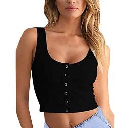 YEBIRAL Damen Crop Top Ärmellos Blusentop Teenager Mädchen Bauchfreie Oberteile BH Unterhemden Sexy Tank Top Gerippt Kurz Sommer Camisole Basic Tops von YEBIRAL