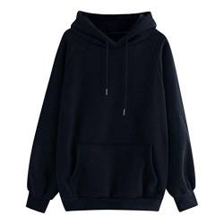 YEBIRAL Damen Herbst Winter Hoodie Frauen Sweatshirt Pullover Oberteile Langarmshirt Kapuzenpullover Mode-Bequem-Casual Pulli mit Kordel und Taschen (Marine Blau, S) von YEBIRAL