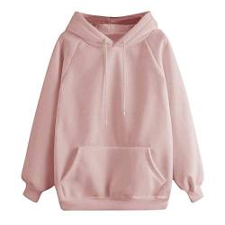 YEBIRAL Damen Herbst Winter Hoodie Frauen Sweatshirt Pullover Oberteile Langarmshirt Kapuzenpullover Mode-Bequem-Casual Pulli mit Kordel und Taschen (Rosa, M) von YEBIRAL