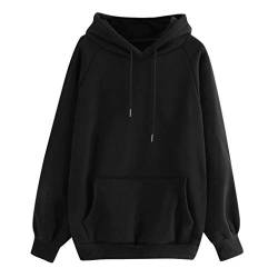 YEBIRAL Damen Herbst Winter Hoodie Frauen Sweatshirt Pullover Oberteile Langarmshirt Kapuzenpullover Mode-Bequem-Casual Pulli mit Kordel und Taschen (Schwarz, L) von YEBIRAL