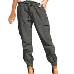 YEBIRAL Damen Jogginghose Cargo Hose Stretch Jogger Pants Wanderhose Freizeithose Baumwolle Outdoorhose Hiking Arbeitshosen Casual Sport Sweatpants mit vielen Taschen von YEBIRAL