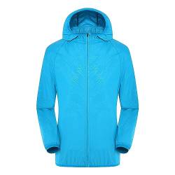 YEBIRAL Damen Regenjacke Leicht Wasserdicht Atmungsaktiv Regenmantel Windbreaker Zipper Sommerjacke mit Kapuze Packbar Übergangsjacke Reisen Fahrrad Regenjacken Dünne Outdoorjacke Windjacke von YEBIRAL