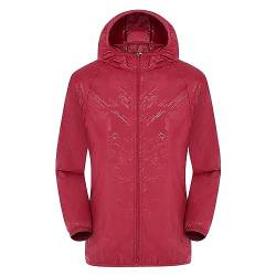 YEBIRAL Damen Regenjacke Leicht Wasserdicht Atmungsaktiv Regenmantel Windbreaker Zipper Sommerjacke mit Kapuze Packbar Übergangsjacke Reisen Fahrrad Regenjacken Dünne Outdoorjacke Windjacke von YEBIRAL