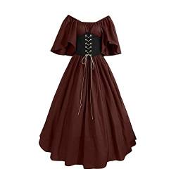 YEBIRAL Damen Renaissance Mittelalter Kleidung Vintage Gothic Kleid Viktorianische Kleider Maxikleider Übergröße Schnürkleid Cosplay Party Wikinger Karneval Halloween Kostüm von YEBIRAL