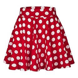 YEBIRAL Damen Rock Einfarbig Polka-Punkt Elegante Sexy Hoher Taille Super Weich Dehnbar und Leicht Freizeit Plissiert MiniRöcke(L,Rot) von YEBIRAL