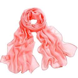 YEBIRAL Damen Schal Ganzjährig Chiffon Einfarbig Super Weich Deckenschal Halstuch(Wassermelonenrot) von YEBIRAL