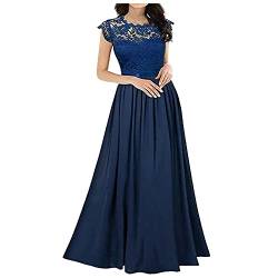 YEBIRAL Damen Spitzenkleid Elegant Ärmellos Abendkleid Hochzeit Langes Kleid Vintage Ballkleid Brautjungfer Bodenlang A-Linie Cocktailkleid Rockabilly Festliche Kleider von YEBIRAL