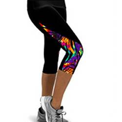 YEBIRAL Damen Sport-Leggings 3/4 Länge Bunte Sporthose Stretch Workout Fitness Jogginghose Trainingshose Yogahosen (Mehrfarbig-02, L) von YEBIRAL