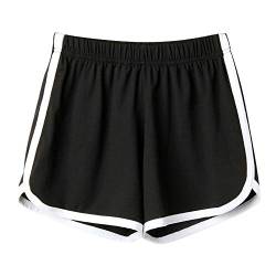 YEBIRAL Damen Sport-Shorts/Retro-Shorts Aktiv Yoga Shorts Hotpants Kurze Hose mit Farbig Abgesetzen Rändern(S，Schwarz von YEBIRAL