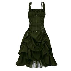 YEBIRAL Damen Übergroßes Gothic Kleid Rockabilly Cocktailkleid Steampunk Kleider Vintage Renaissance Cosplay Karneval Halloween Kostüm Ärmelloses Rüschenkleid von YEBIRAL