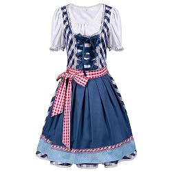 YEBIRAL Dirndl Damen Kurz Trachtenkleid 3tlg. Midi Dirndl Trachtenrock Trachtenmode Kleid für Oktoberfest - DREI Teilig: Kleid, Bluse, Schürze von YEBIRAL