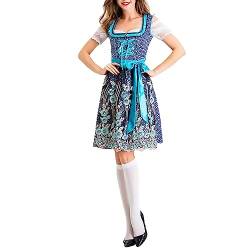 YEBIRAL Dirndl Damen Midi Trachtenkleid Trachtenmode Trachtenrock Kurz Dirndl Kleid inkl. Dirndlbluse Dirndlschürze für Oktoberfest von YEBIRAL