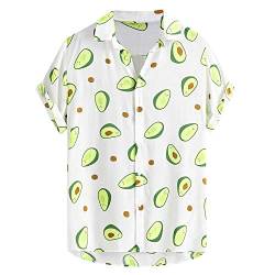 YEBIRAL Hemd Herren Kurzarm Avocado Gedruckt Freizeithemd Button Down Sommer Strandurlaub Aloha Casual Party Männer Tropical Hawaiian Shirt Loose Fit von YEBIRAL