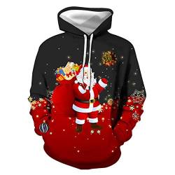 YEBIRAL Herren 3D Druck Kapuzenpullover Hoodie Grafik Weihnachten Pullover Top Jumper Langarm Sweatshirt Kapuzenjacke mit Taschen S-6XL von YEBIRAL