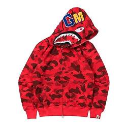 YEBIRAL Herren Bape Shark Hoodie Damen Kapuzenpullover 3D Camouflage Bape Hoodie Haikopf Shark Jacke Hip Hop Streetwear Pullover Unisex Locker Casual Sweatjacke mit Kapuze von YEBIRAL