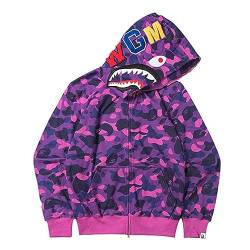 YEBIRAL Herren Bape Shark Hoodie Damen Kapuzenpullover 3D Camouflage Bape Hoodie Haikopf Shark Jacke Hip Hop Streetwear Pullover Unisex Locker Casual Sweatjacke mit Kapuze von YEBIRAL