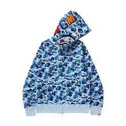 YEBIRAL Herren Bape Shark Hoodie Damen Kapuzenpullover 3D Camouflage Bape Hoodie Haikopf Shark Jacke Hip Hop Streetwear Pullover Unisex Locker Casual Sweatjacke mit Kapuze von YEBIRAL