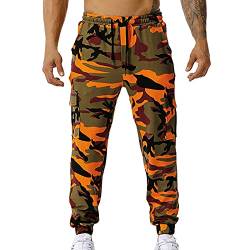 YEBIRAL Herren Cargo Jogginghose Camouflage Sporthose Jogger Hose Männer Modern Baumwolle Jungen Slim Fit Freizeithose Trainingshose Sweatpants mit Tasche von YEBIRAL