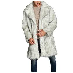 YEBIRAL Herren Pelzmantel Wintermantel Warm Winter Jacke Felljacke Herrenmantel Lang Cardigan Kunstpelz Mantel Winterparka von YEBIRAL