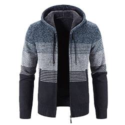 YEBIRAL Herren Strickjacke mit Kapuze Cardigan Dicker Pullover Grobstrick Kapuzenjacke Warm Fleece-Gefüttert Übergangsjacke Hoodie Strickpullover Männer Jacke Winter von YEBIRAL