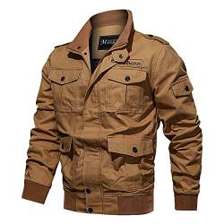 YEBIRAL Herren Übergangsjacke Leicht Winter Military Jacke Herbstjacke Bomberjacke Stehkragen Fliegerjacke Piloten Feldjacke Outdoor Army Jacke mit Multi Taschen von YEBIRAL