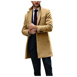 YEBIRAL Herren Winter Warm Wollmantel mit Stehkragen Business Mantel Herrenmantel Wintermantel Slim Fit Lange Trenchcoat Jacke von YEBIRAL