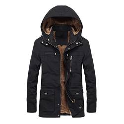 YEBIRAL Herren Winterjacke Warme Parka Teddyfell Gefüttert Übergangsjacke Wintermantel mit Abnehmbarer Kapuze Stehkragen Fleecejacke Outdoor Steppjacke Jacke für Männer von YEBIRAL