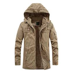 YEBIRAL Herren Winterjacke Warme Parka Teddyfell Gefüttert Übergangsjacke Wintermantel mit Abnehmbarer Kapuze Stehkragen Fleecejacke Outdoor Steppjacke Jacke für Männer von YEBIRAL