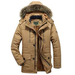 YEBIRAL Herren Winterjacke Warme Parka Teddyfell Gefüttert Übergangsjacke Wintermantel mit Abnehmbarer Kapuze Stehkragen Fleecejacke Outdoor Steppjacke Jacke für Männer von YEBIRAL