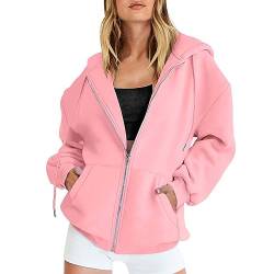 YEBIRAL Hoodie Damen Sweatjacke Oversize Zip Up Hoodie Y2k Kapuzenjacke Casual Pullover Oberteile Kapuzenpullover Herbst Winter Sweatshirt Jacke mit Kapuze von YEBIRAL