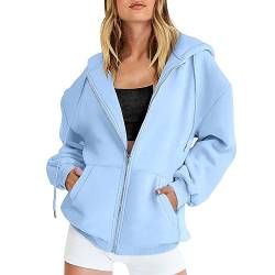 YEBIRAL Hoodie Damen Sweatjacke Oversize Zip Up Hoodie Y2k Kapuzenjacke Casual Pullover Oberteile Kapuzenpullover Herbst Winter Sweatshirt Jacke mit Kapuze von YEBIRAL